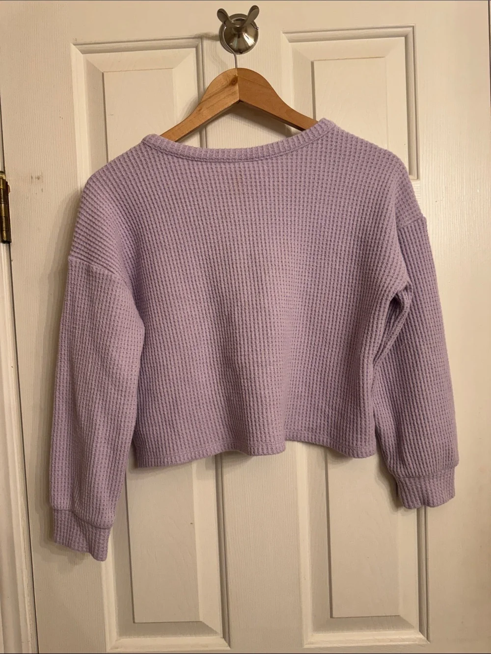 Old Navy Lilac Cropped Waffle Henley top